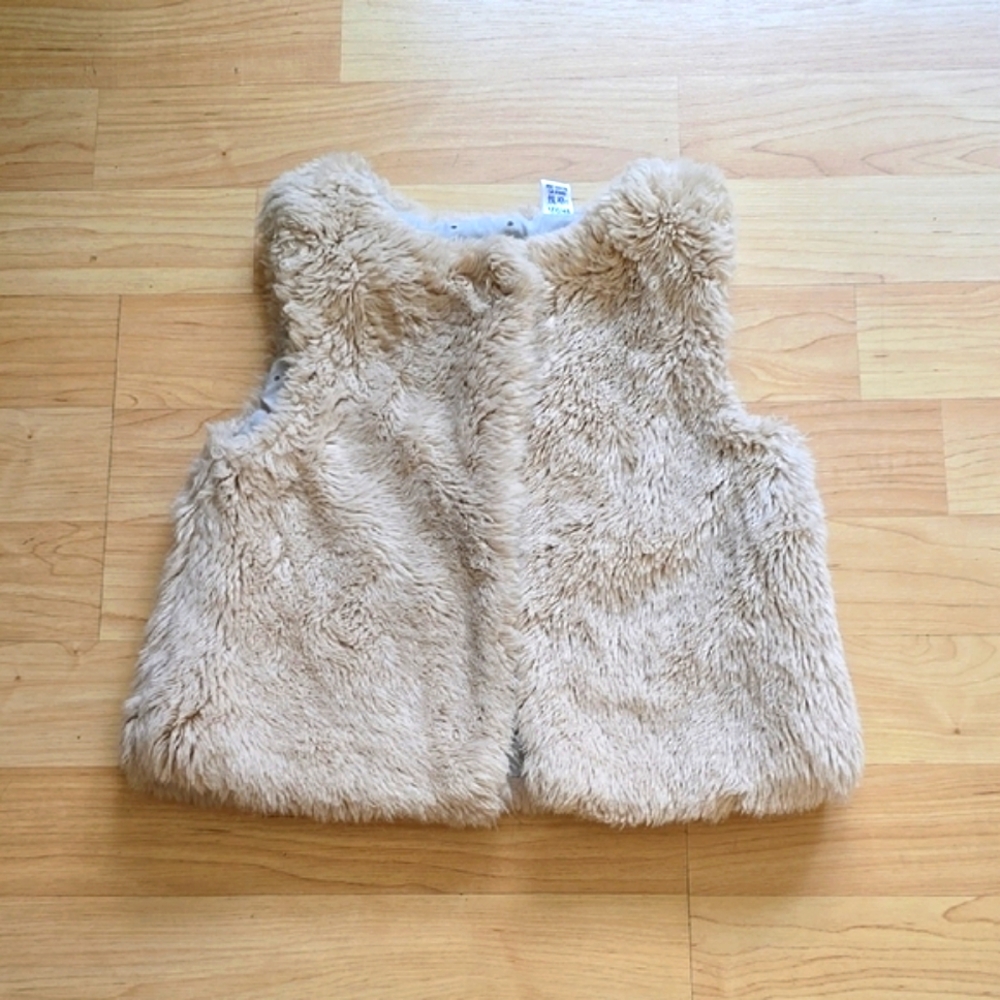Okaidi Faux Fur Super Soft Kids Vest in Tan Made In France Size 24M